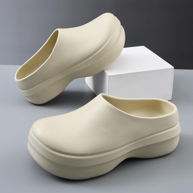 Large size 44-45 beach shoes men's chef shoes one-word sandals thick sole height increase couple