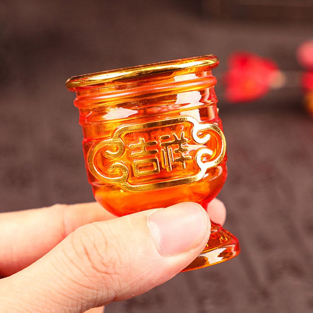 6Pcs Glazed Offering Cup Exquisite Temple Worship Cup Multi-Function Small Buddhist Offering Bowl Water Container Desktop