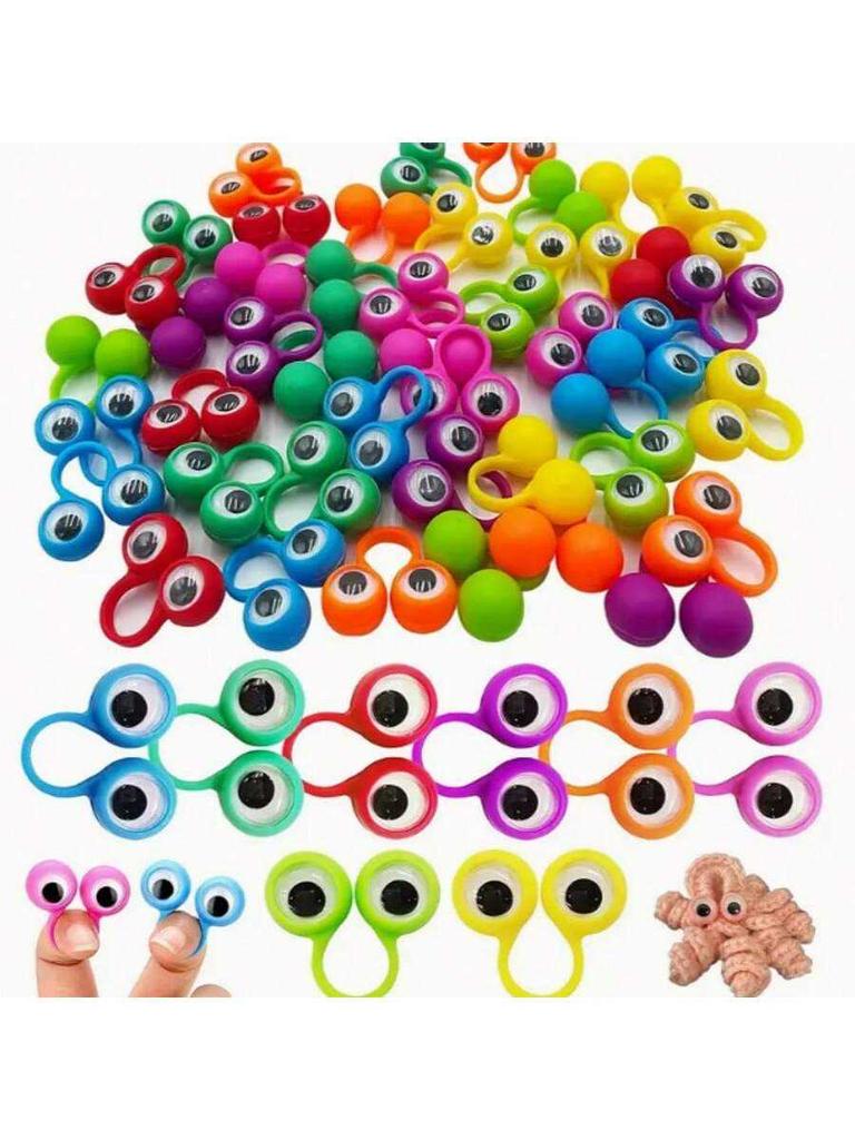20PCS Fun Wiggle Eyeball Puppet Finger Rings Plastic Party Souvenir Toys for Kids Jokes Practical Game Gifts Birthday Decoration