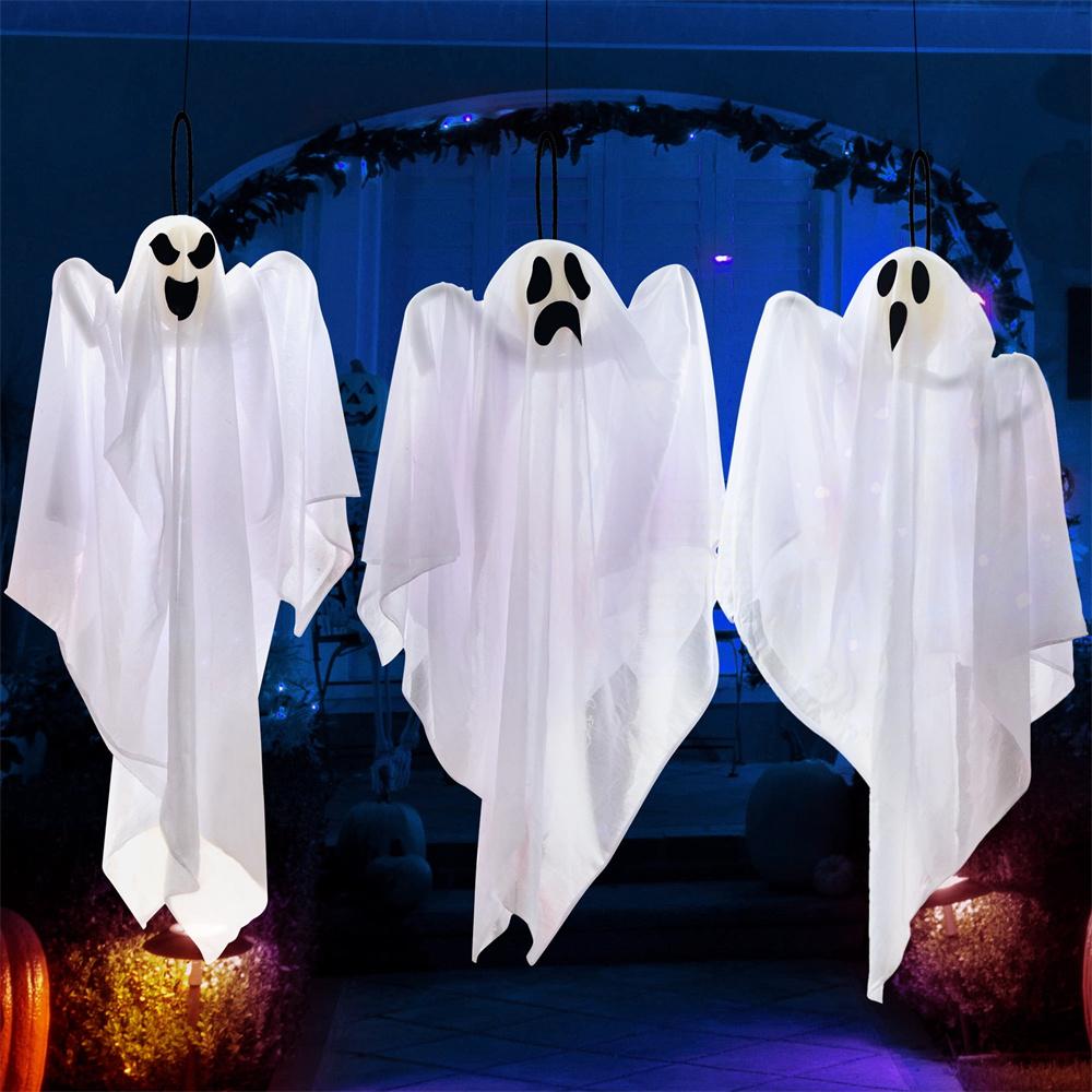 Hanging-Ghost-Halloween-Decorations Flying Ghosts Halloween Outdoor Spooky Decoration Props for Front Yard Porch Patio Lawn 1PC