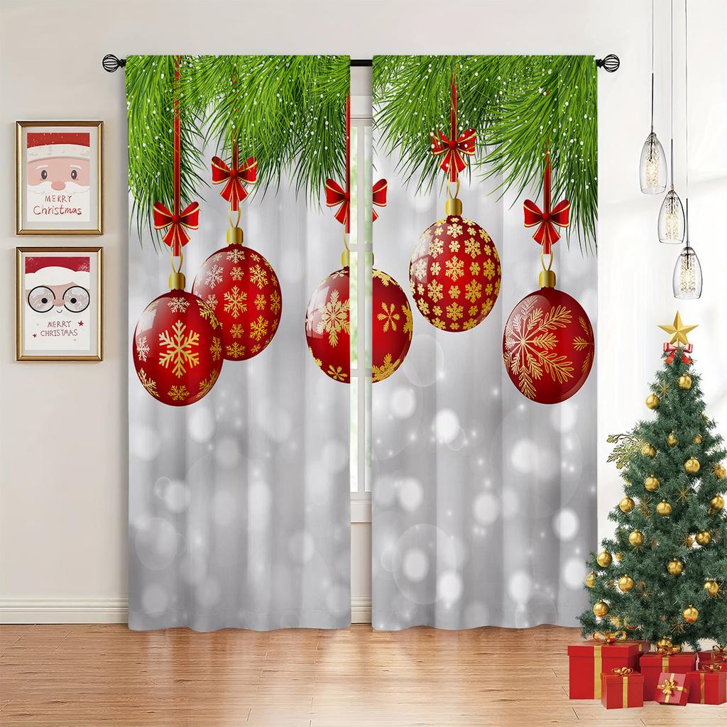 Schneelandschaft Ölmalerei Weihnachtsfeiertagsbaum Druck Druck Fenstergardinen Schlafzimmerbereich Restaurant Neuer Stil Feiertagszusammenkunft Dekoratives Fenster