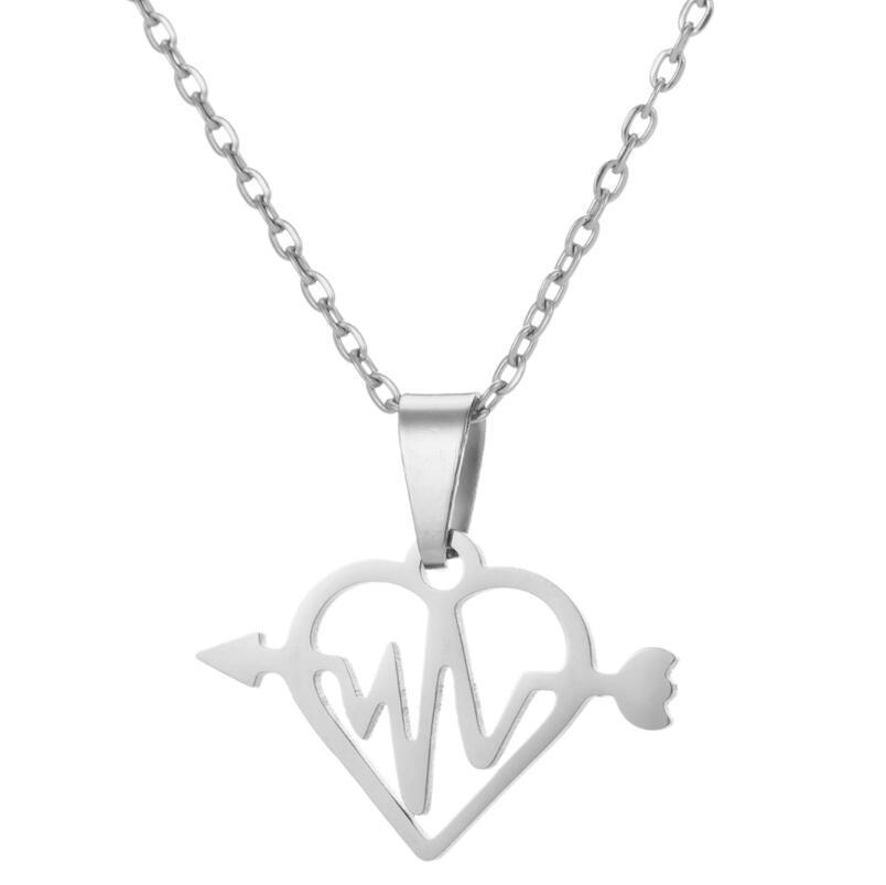 European & American Stainless Steel Necklace: Arrow, Water Drop, Moon Cat, Heart Pendant for Women - Elegant Sweater Chain