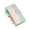 For iPhone 15 Pro Max Case Zipper Wallet Color Splicing TPU PU Leather Flip Phone Cover with Strap
