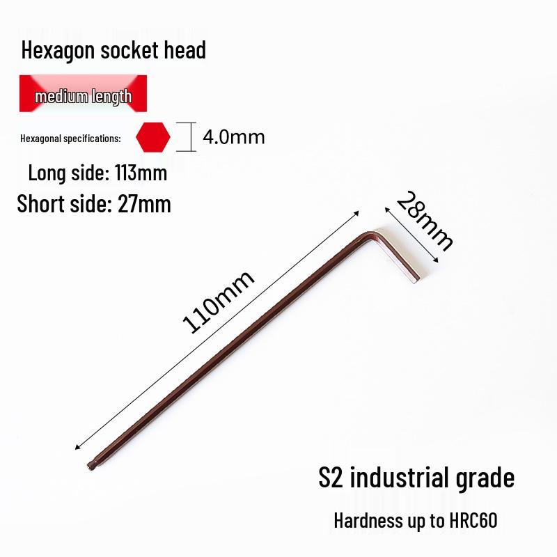 S2 Extended Ball Head Hex Key Wrench, High Strength Hardened 5mm/4mm Hexagonal Tool