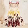 Women Plus Size Scalloped Square Neck Long Sleeve Printed Tie Waist A Line Dress