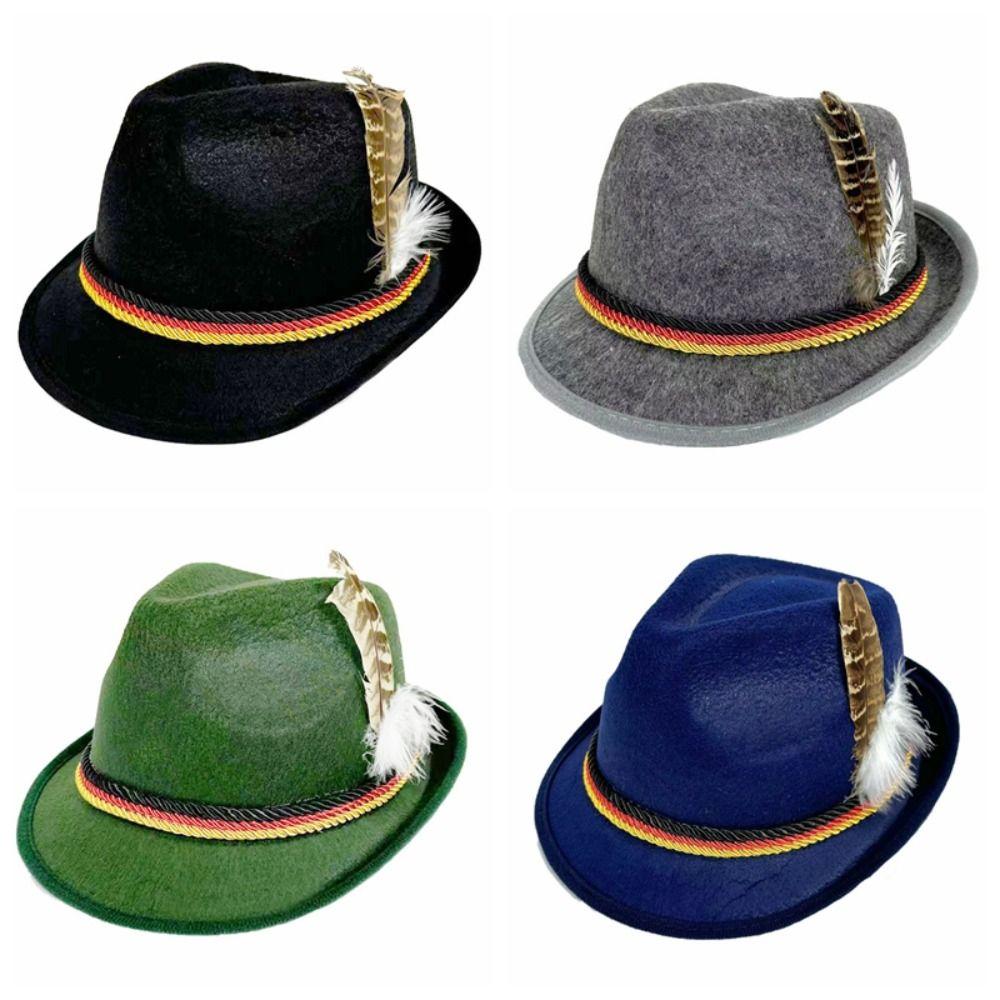 Bavarian Feather Decors Hat Fedora Hat Costume Cosplay Cap Fashion Oktoberfest Hat Halloween