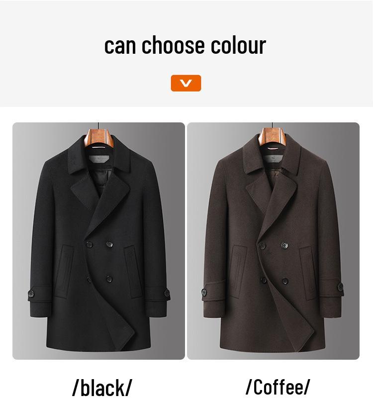 2025 Men's Luxury Woolen Down Coat - Double-Sided, Plus Size, Warm & Lightweight for Autumn/Winter Business Wear