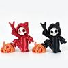 Pumpkin Skeleton Statues Halloween Grim Reapers Pumpkin Figurines Plastic Figure, Seasonal Display Accent for Entryway Shelf Desk Party Table, Office,