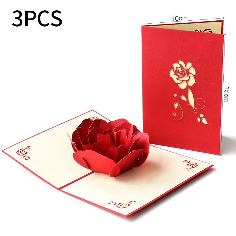 Valentine'S Pop-Up Day 3D Greeting Card Rose Card For Anniversaries Mother'S Day Weddings Women Gifts Youngsters With Envelope