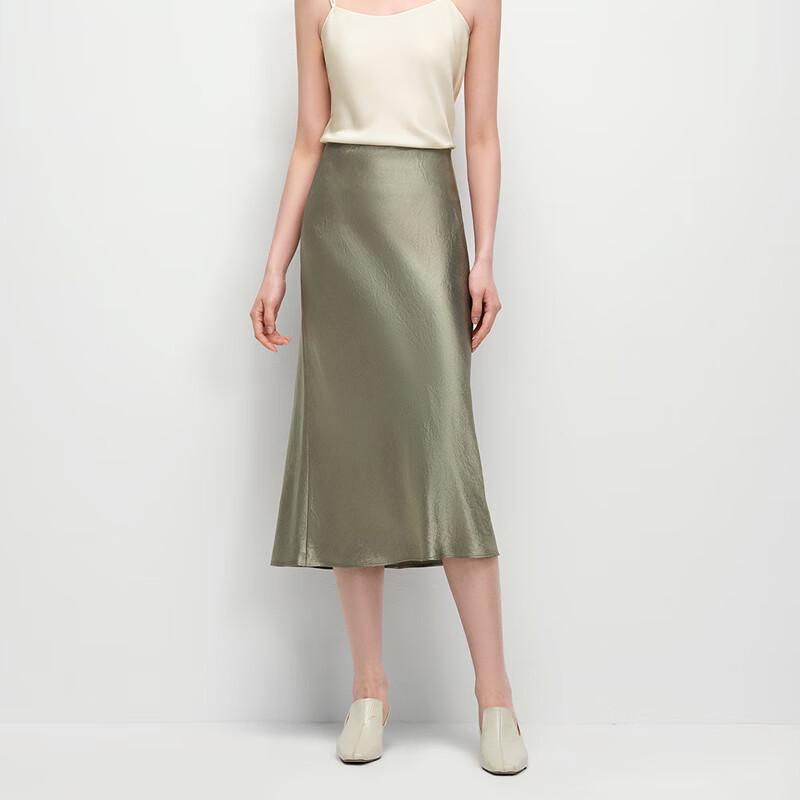 

OVVOVV Women s Acetate Satin Straight Skirt XS