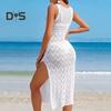 Letní vyhloubené pletené plážové šaty pro ženy Sexy šaty Cami bez rukávů s výstřihem do V Boho zakrývací šaty Letní plážové párty letní šaty