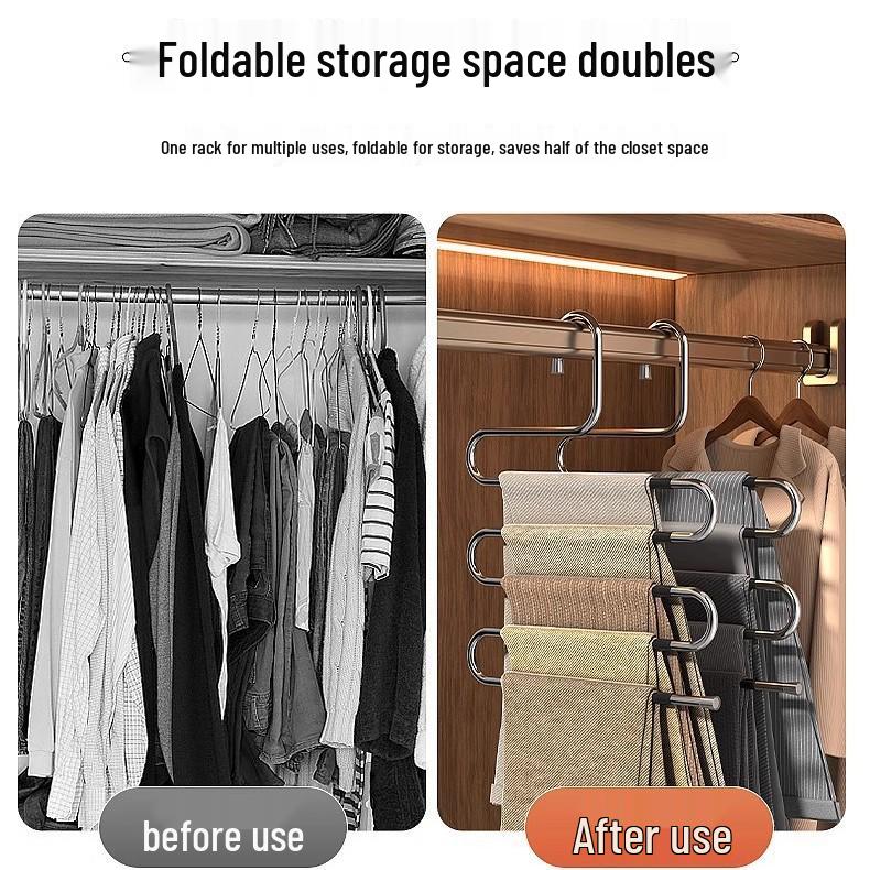 Multi-Layer Non-Slip Telescopic Stainless Steel Pants Hanger