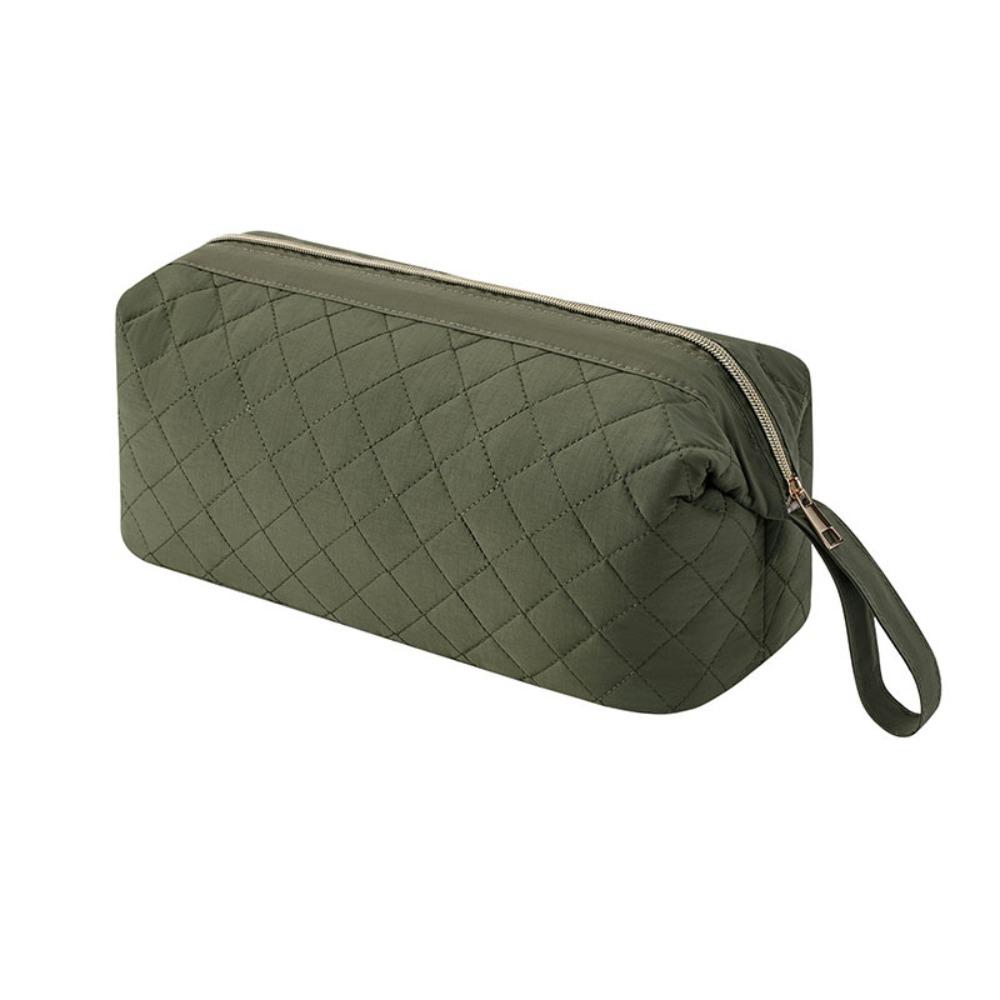Portable Solid Color Storage Organizer Quilted Large Capacity Makeup Bags Pen Bags Travel