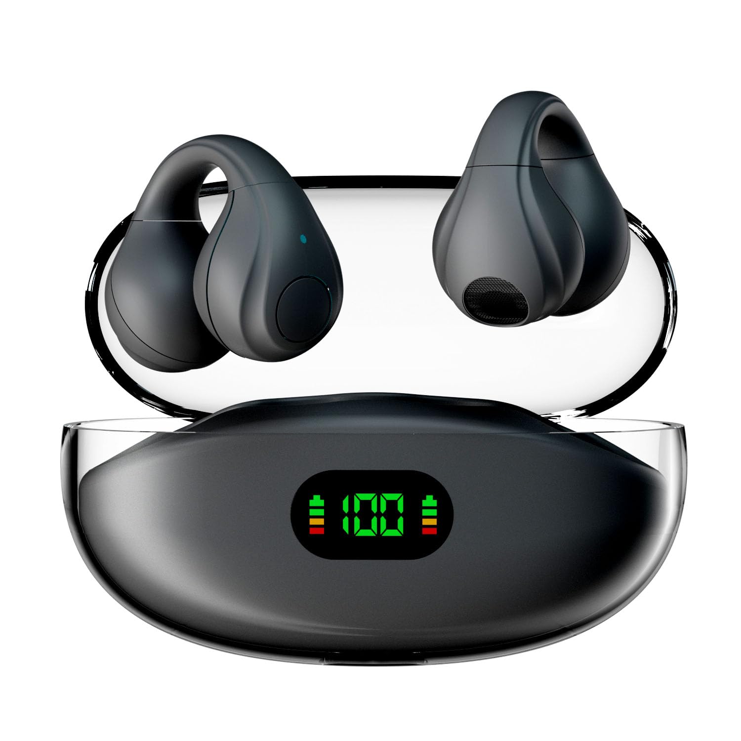 

Bluetooth Wireless Earbuds Evolution Bone Conduction Innovation Ear Cuff Bluetooth Ear Cuff 60 Hours of Call Noise Sound Automatic Technical Standards сірий колір
