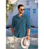 Men's Casual Button Down Shirts Long Sleeve Linen Shirt Fashion Textured Beach Summer Shirt