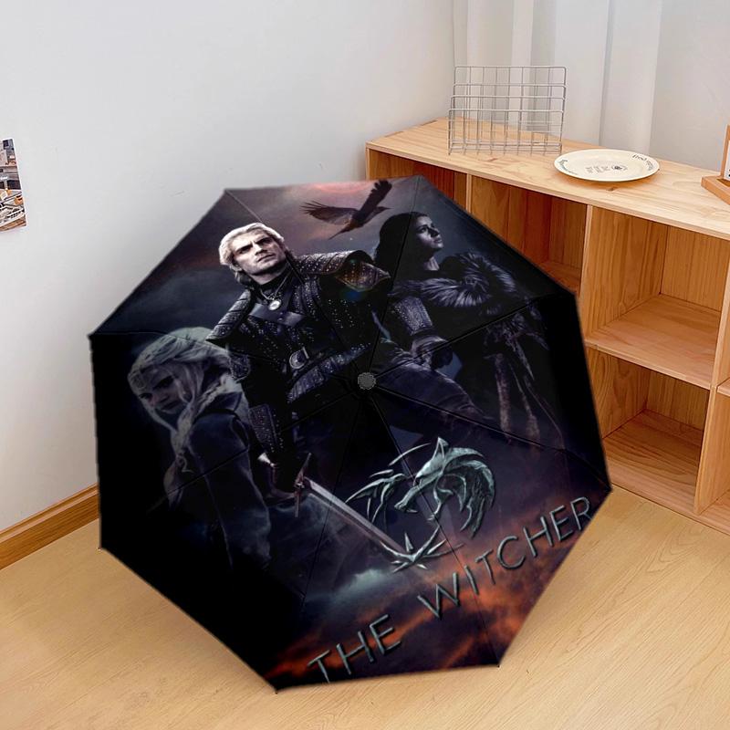 Witcher: Dark Warrior Automatic Umbrella - Suitable Travel Outdoor Portable Umbrella Birthday Gift Daily Essentials