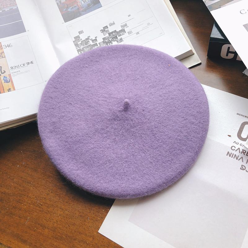 Hat Female Autumn and Winter Beret Woolen British Retro Literary and Simple Painter Hat Sweet Versatile Trendy Hat
