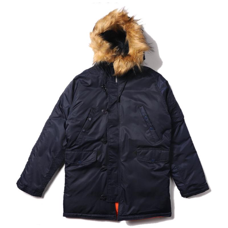 Normanlong Men's N3B Military Style Hooded Cotton Coat – Winter Mid-Length Jacket