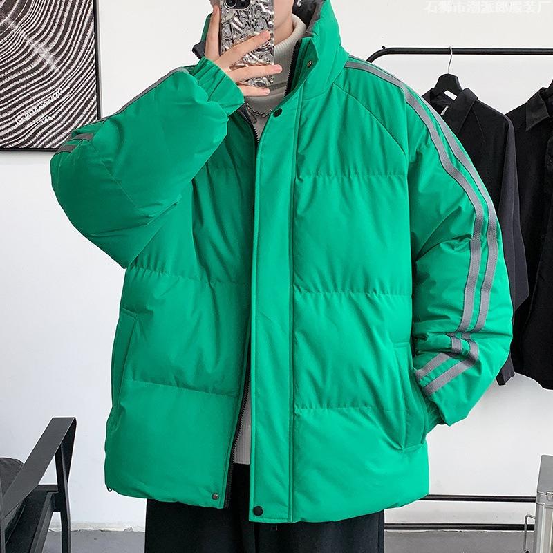 Padded Jacket Men's Winter Bread Jacket Top Public Version Solid Color Stand-up Collar Cotton Jacket Thickened Warm Cotton Jacket Trend