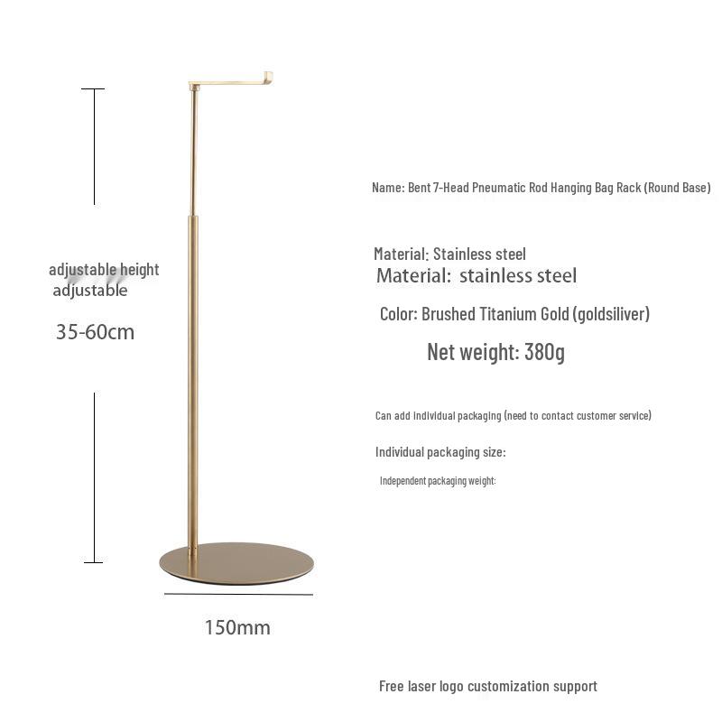 Adjustable Stainless Steel Handbag Display Stand with Gas Spring