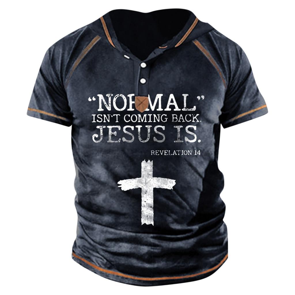 Pánské triko s potiskem Outdoor Street s krátkým rukávem a kapucí na knoflíky