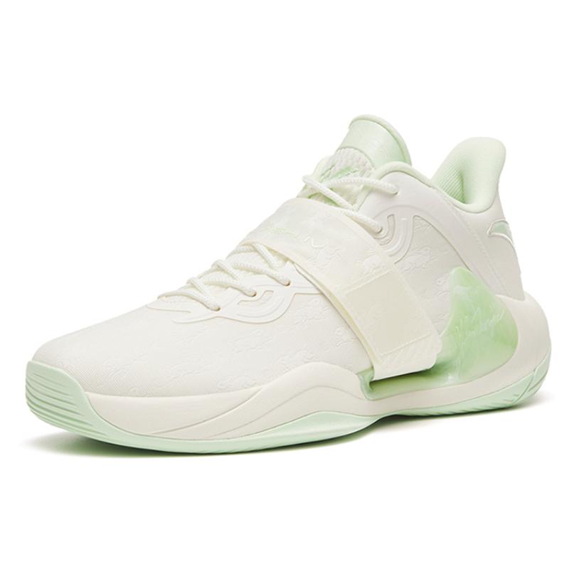 ANTA Water Flower 4 Basketball Shoes Men's Low top Ivory White/Bright Aqua Green Sneakers 112241109-3