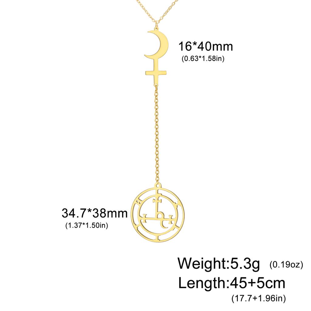  Mythical Goddess Sigil of Lilith Necklaces Stainless Steel Crescent Moon Cross Pendant Necklace Solomon Amulet Jewelry