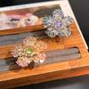 Light Luxury Jewelry Zircon Flower Ring, High-end Dense Inlaid Versatile Open Ring