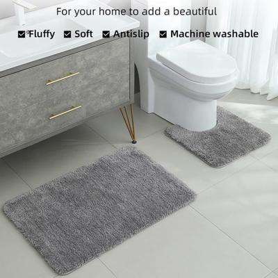Emici Tuvalet Halısı U Şeklinde Peluş Yer Paspası Makinede Yıkanabilir Kaymaz Konturlu Banyo Halısı Tuvalet için Hızlı Kurur