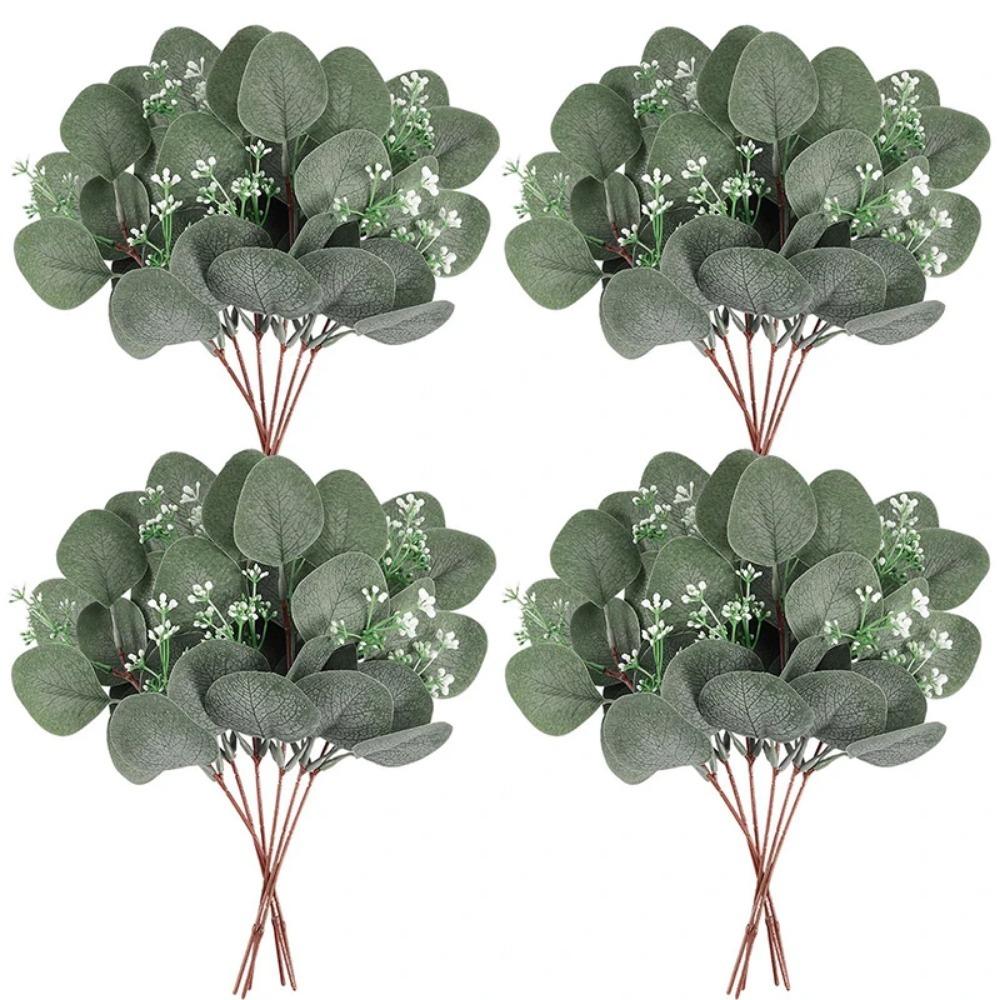 5/10/20Pcs Artificial Eucalyptus Leaf Stems Green Plants For Living Home Room Decoration Bride Wedding Decor Flowers Bouquets