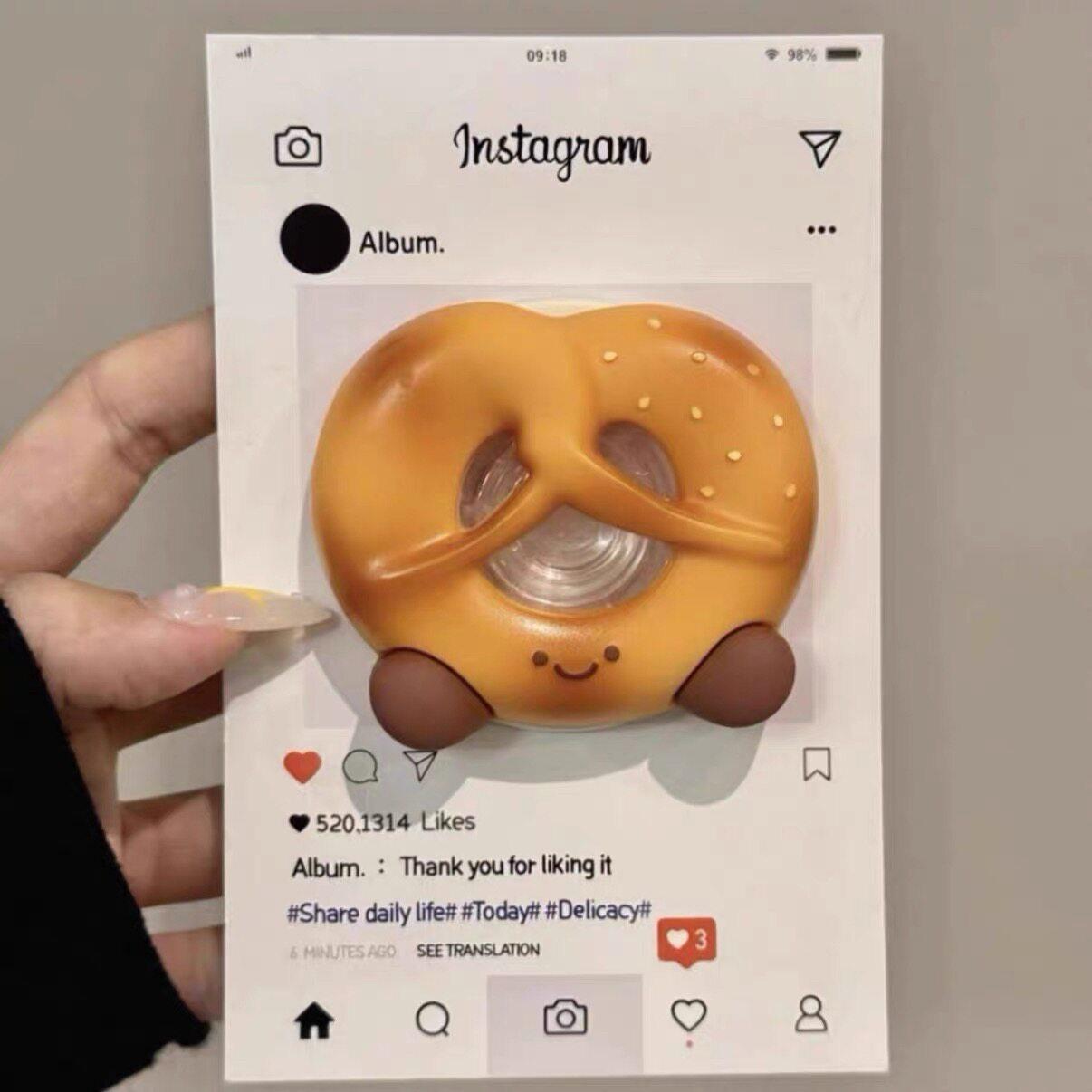 

Original Cartoon Bread Magnetic Phone Holder with Retractable Folding Design for Strong Attraction