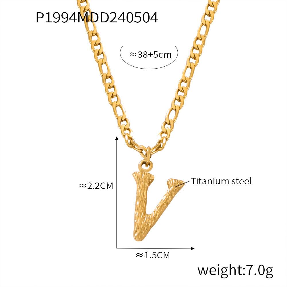 Simple Light Luxury Titanium Steel 26 Letter Necklace Niche Non-Fading Necklace Gold Tree Pattern Jewelry