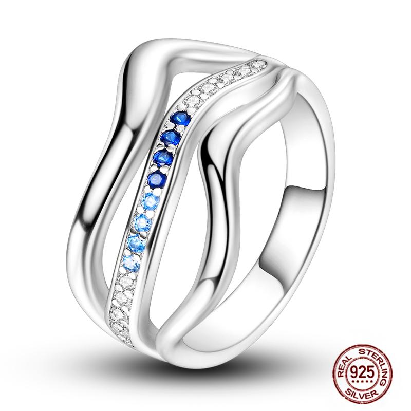 Shine Women koppar Fingerringar 925 Sterling Hjärta Krona Glöd Eldfluga Stjärna Sol Tusensköna Stapelbar Originalring Årsdag Zirkon