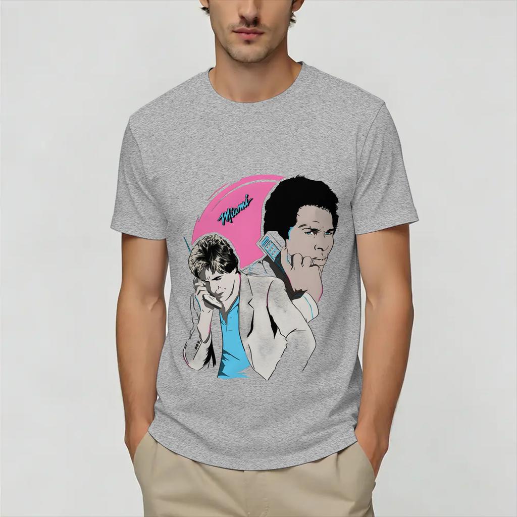Vintage Miami Vices Unisex T-Shirt Lustige T-Shirts Kurzarm Rundhals T-Shirts 100% Baumwolle Erwachsenenkleidung
