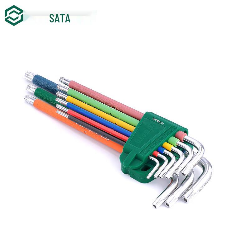 SATA Rainbow Series 9-Piece Extra Long Torx Hex Key Wrench Set