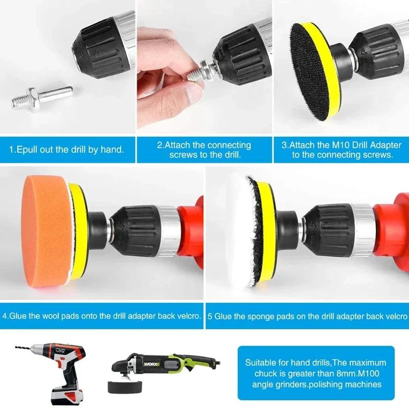Auto Car Polishing Sponge Pads Kit Foam Pad Buffer for Polishing Machine Motorcycle Scratch Removal Wax Pads for Motor Vehicle
