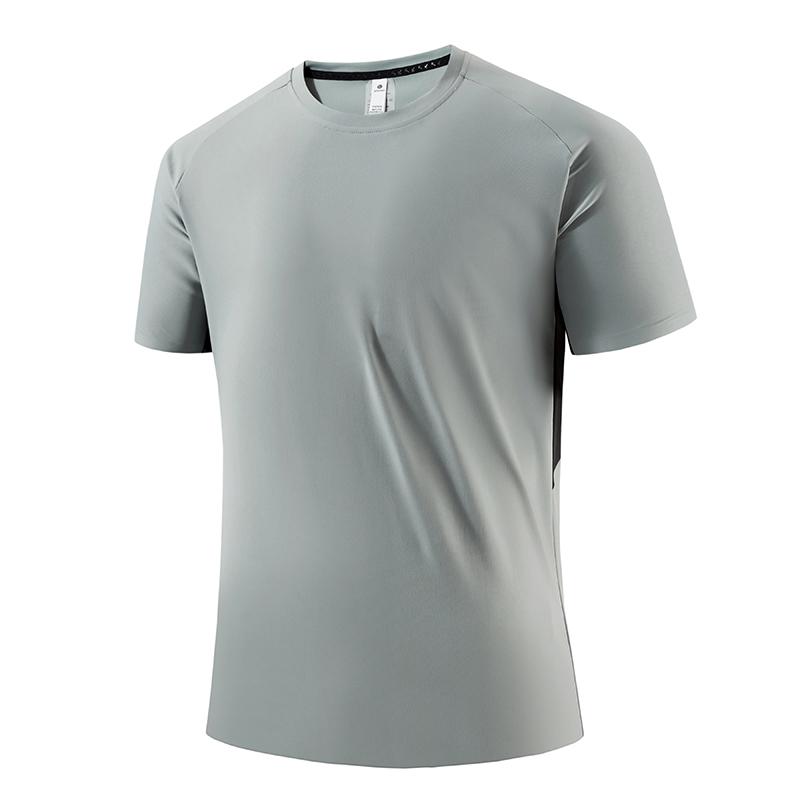 Men's Ice Silk Short-sleeved T-shirt Pure Cotton Round Neck Body Shirt Breathable Quick-drying Elastic Top
