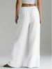 Women's Flowy Linen Wide-Leg Pants - Summer Beach Travel Wear with Elastic Waist & Pockets