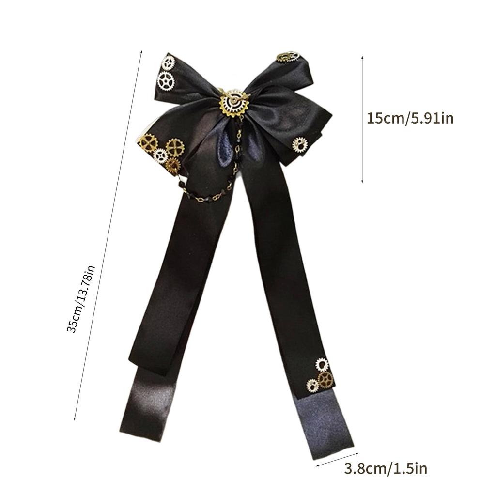 Steampunk Gear Bowknot Hair Clip for Female LolitaStyle Black Ribbon Hairclip Girl Hairstyle Accessories Costume Hairpin