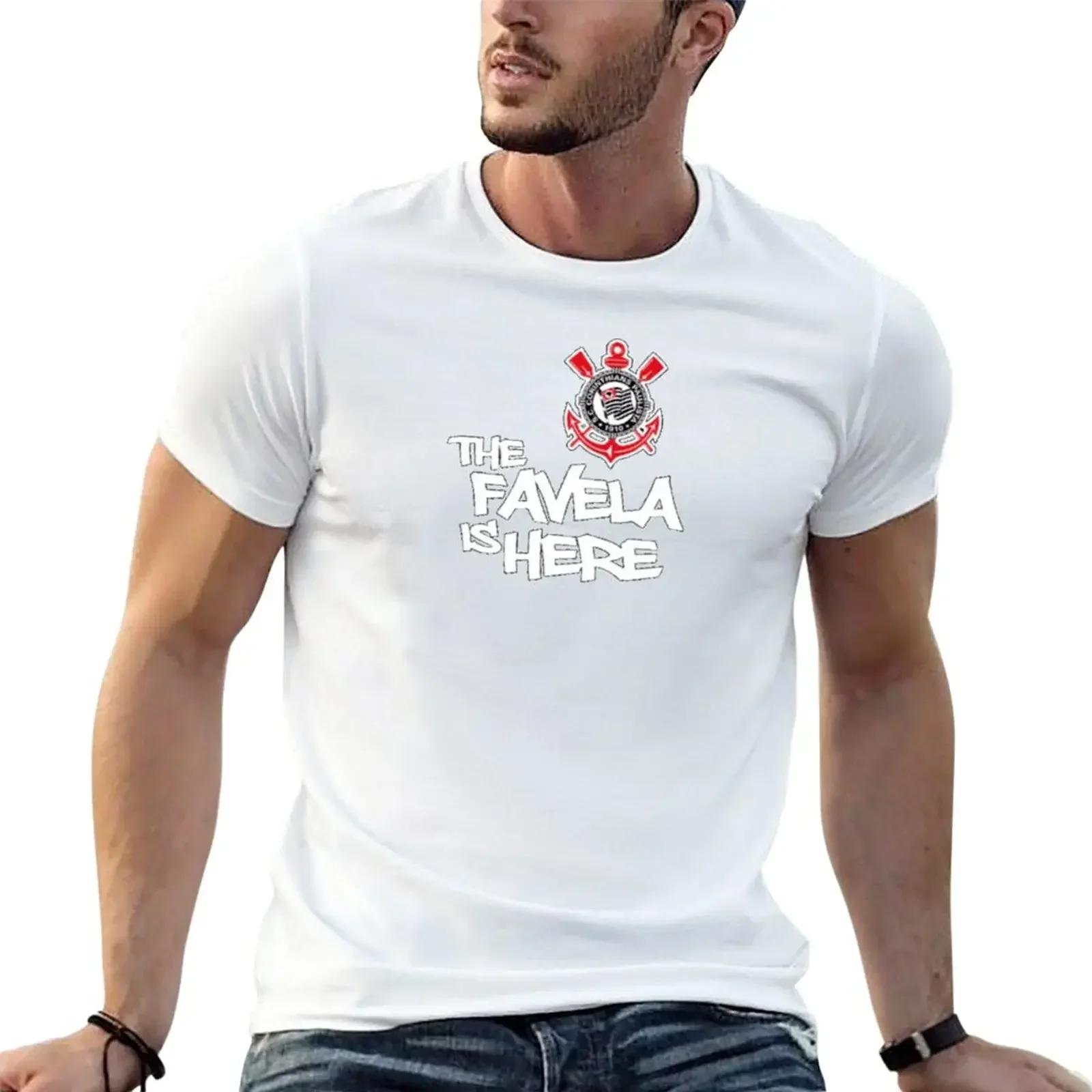 BenberFashion Corinthians T-shirt De favela is hier T-shirt sportfans effen getailleerde t-shirts voor heren L