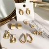 Silver Needle Metal Design Earrings Irregular Circle Geometric Stud Earrings Women's Exaggerated Niche Retro Cold Wind Earrings