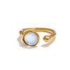 Yhpup Fashion Stainless Steel Natural Shell Fritillary Geometric Ring 18K PVD Plated New Arrivals Jewelry Bagues Pour Femme Gift