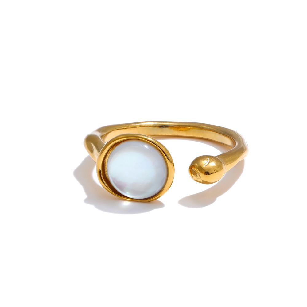 

Yhpup Fashion Stainless Steel Natural Shell Fritillary Geometric Ring 18K PVD Plated New Arrivals Jewelry Bagues Pour Femme Gift 7