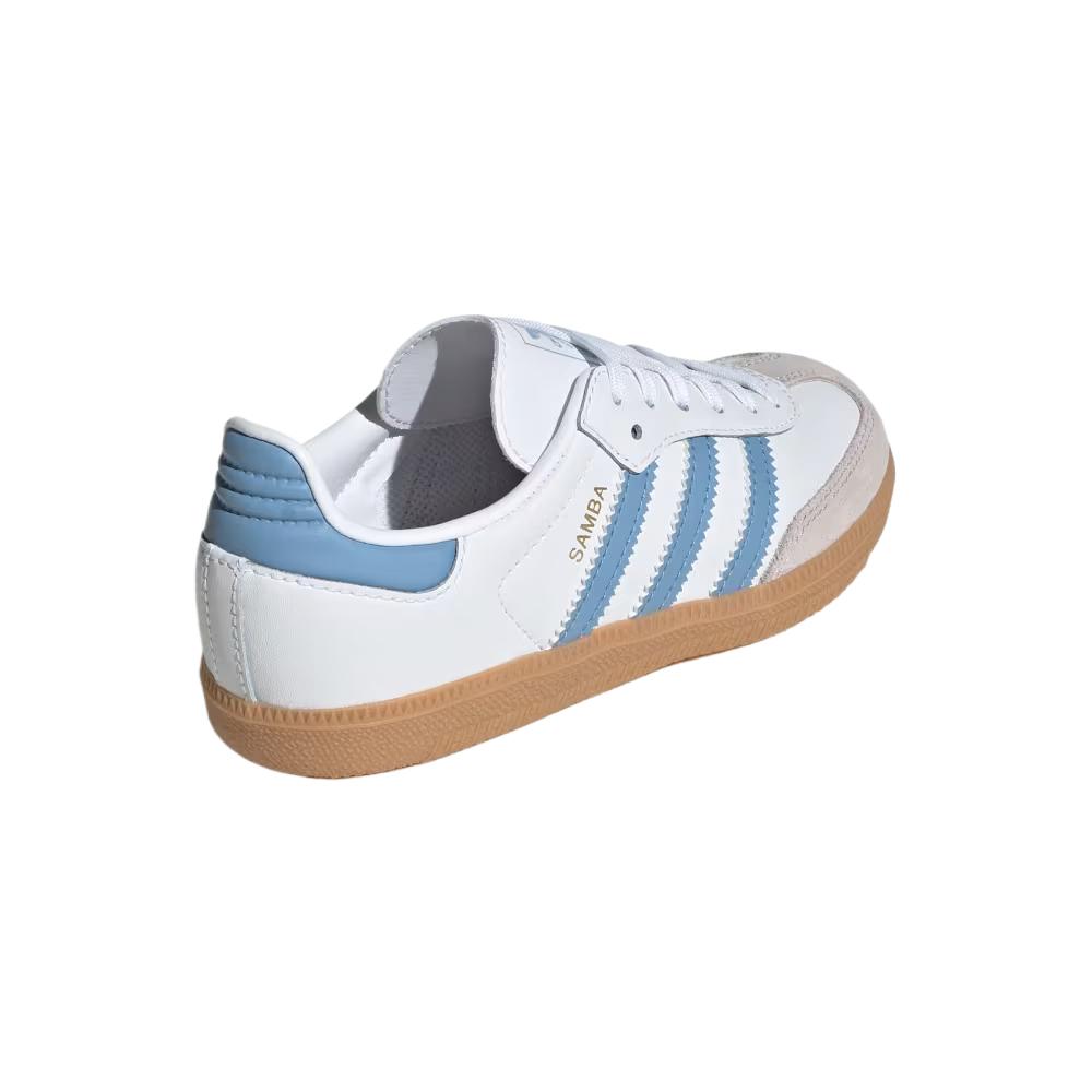 Adidas Originals Samba Og Leather Comfortable Soft Versatile Fashion Low-Top Kids Sneakers Kids Sneakers Cloud-White Gray Blue JQ2828