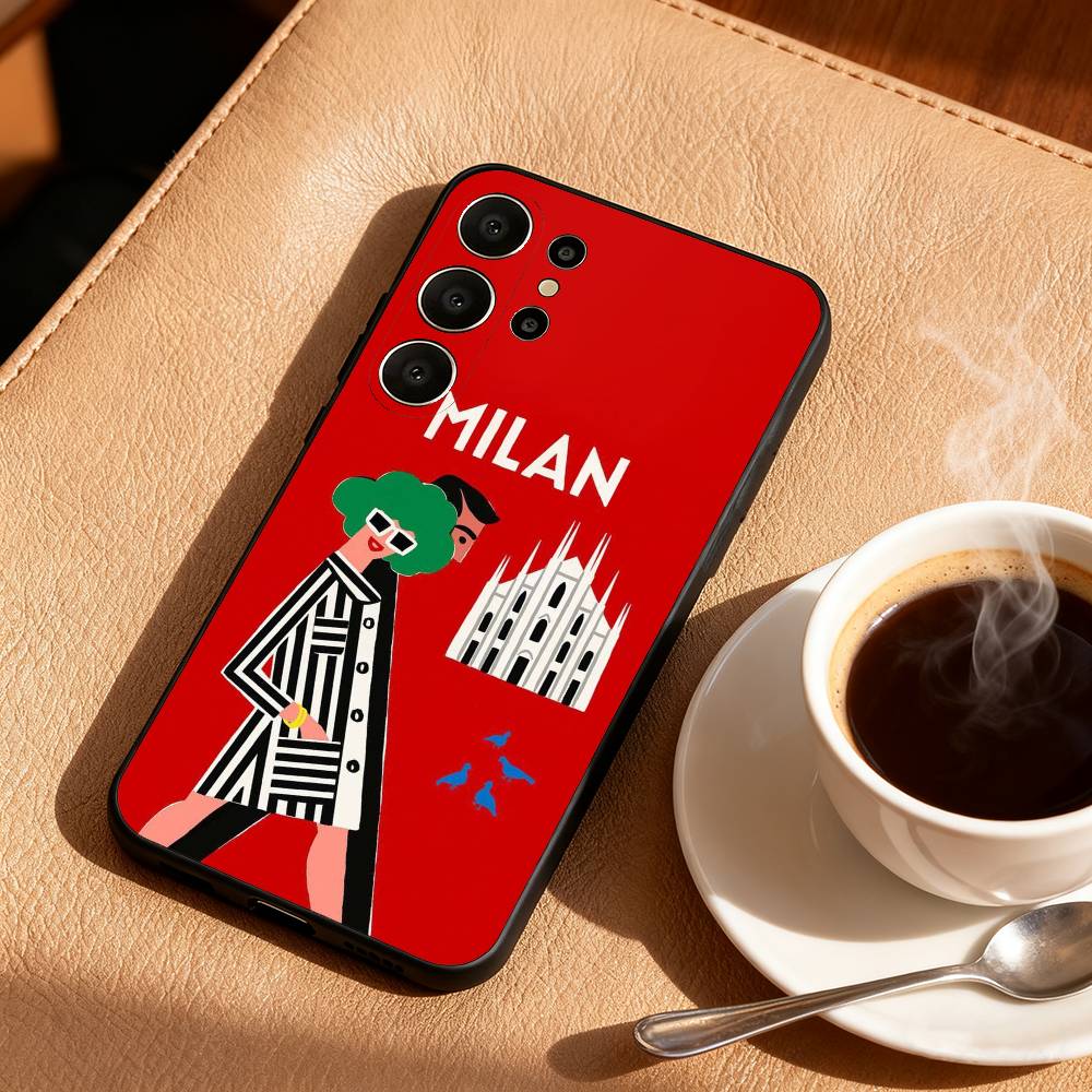 

Чехол для телефона Милан для Samsung S26, S25, S24, S21, S22, S23, S30, Ultra, S20, FE, Lite, 10, 9, Черная крышка Samsung S20plus5G