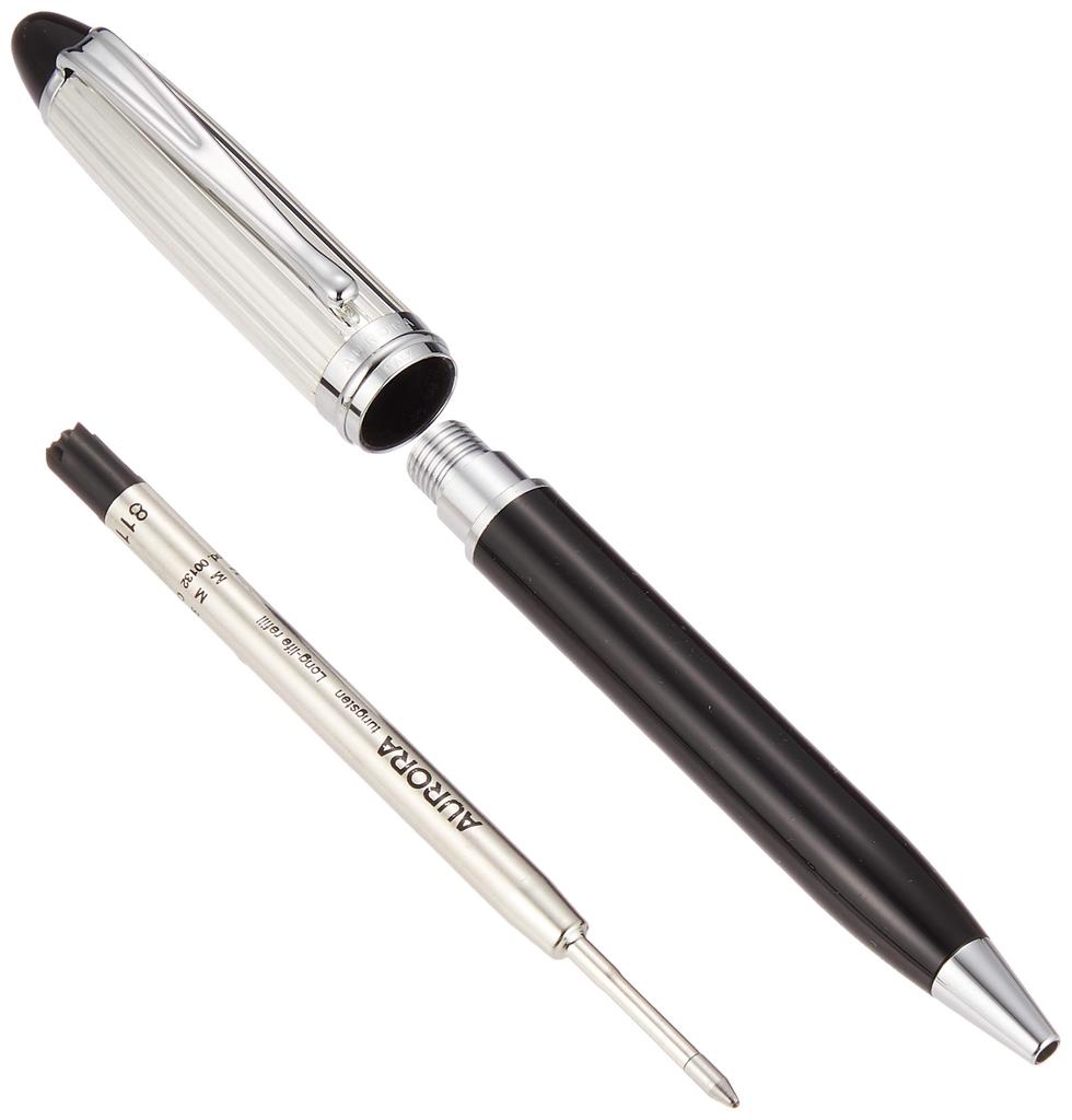 AURORA Ballpoint Pen Epsilon Silver Silver Cap Black Regular Import Product Body Oil-based B34-CN Size 139mm/BP/31g