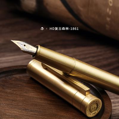 Colore Limitato! Hongdian 1861 Pennino in Ottone EF/F/M/Punta Curva, Design Classico Penna a Scrittura Fluida per Ufficio, Affari, Scuola
