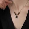 Tiger's Eye Stone Necklace for Women, Vintage Temperament Sweater Chain, Light Luxury Niche Layering Chinese Style Collarbone Chain