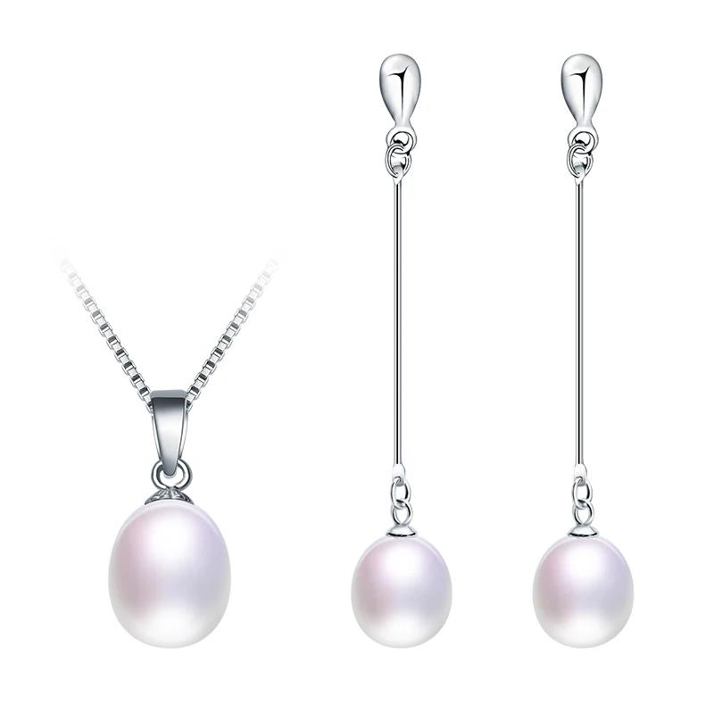 HENGSHENG Black Pearl Set 4 Colors Real Freshwater Pearl Jewelry Set For Women,Pendant Earrings With 925 Silver Jewelry