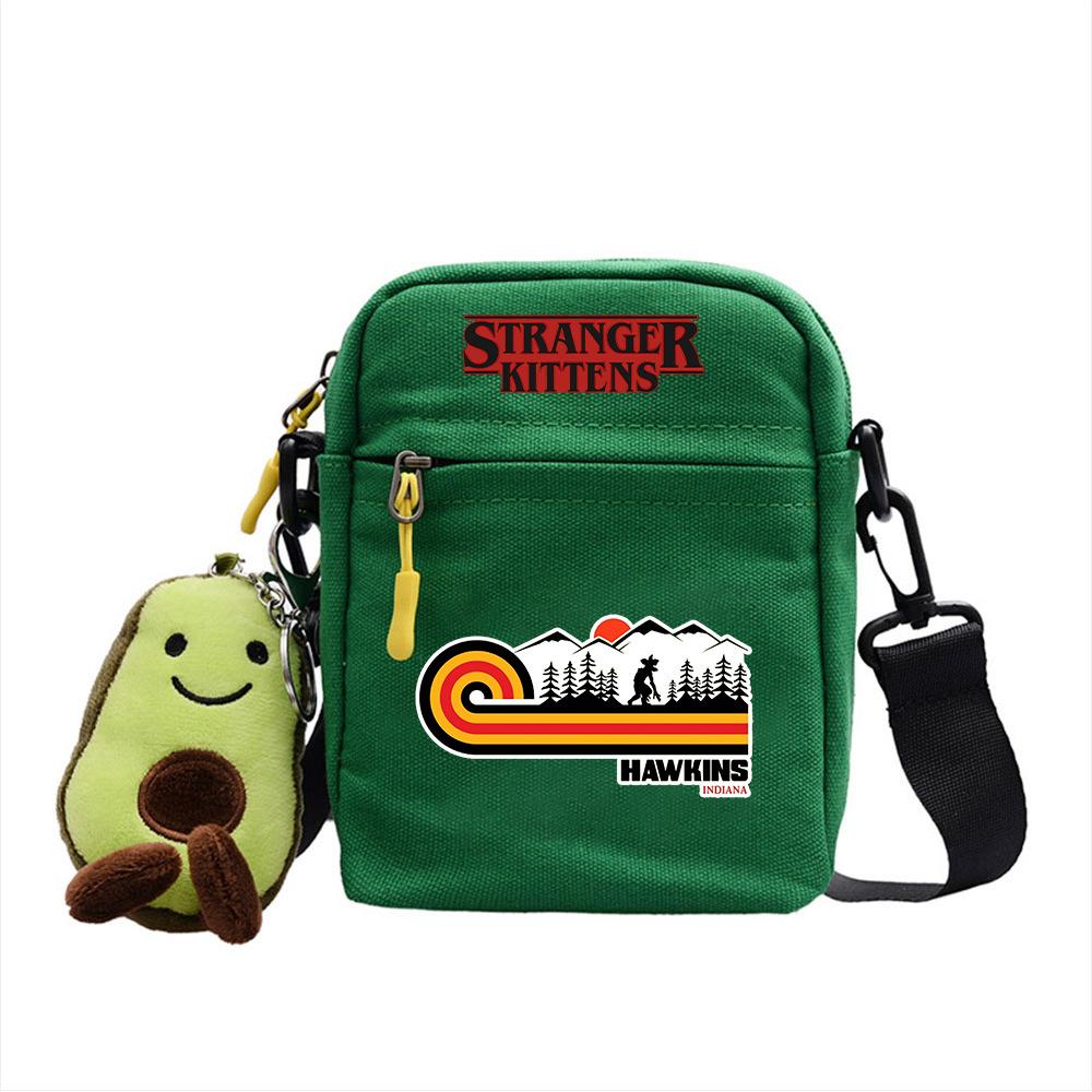 Stranger Things Canvas atmungsaktive kleine quadratische Tasche mit diagonalem Muster
